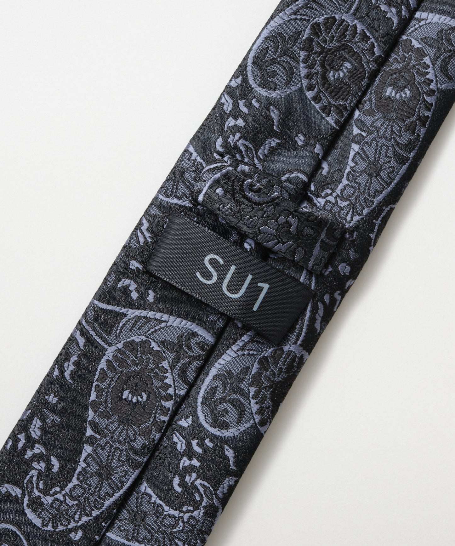 SUI-1998 ネクタイ 7cm ブラック シルバーブルーペイズリー エレガント 柄 メンズ ネクタイ kkne16