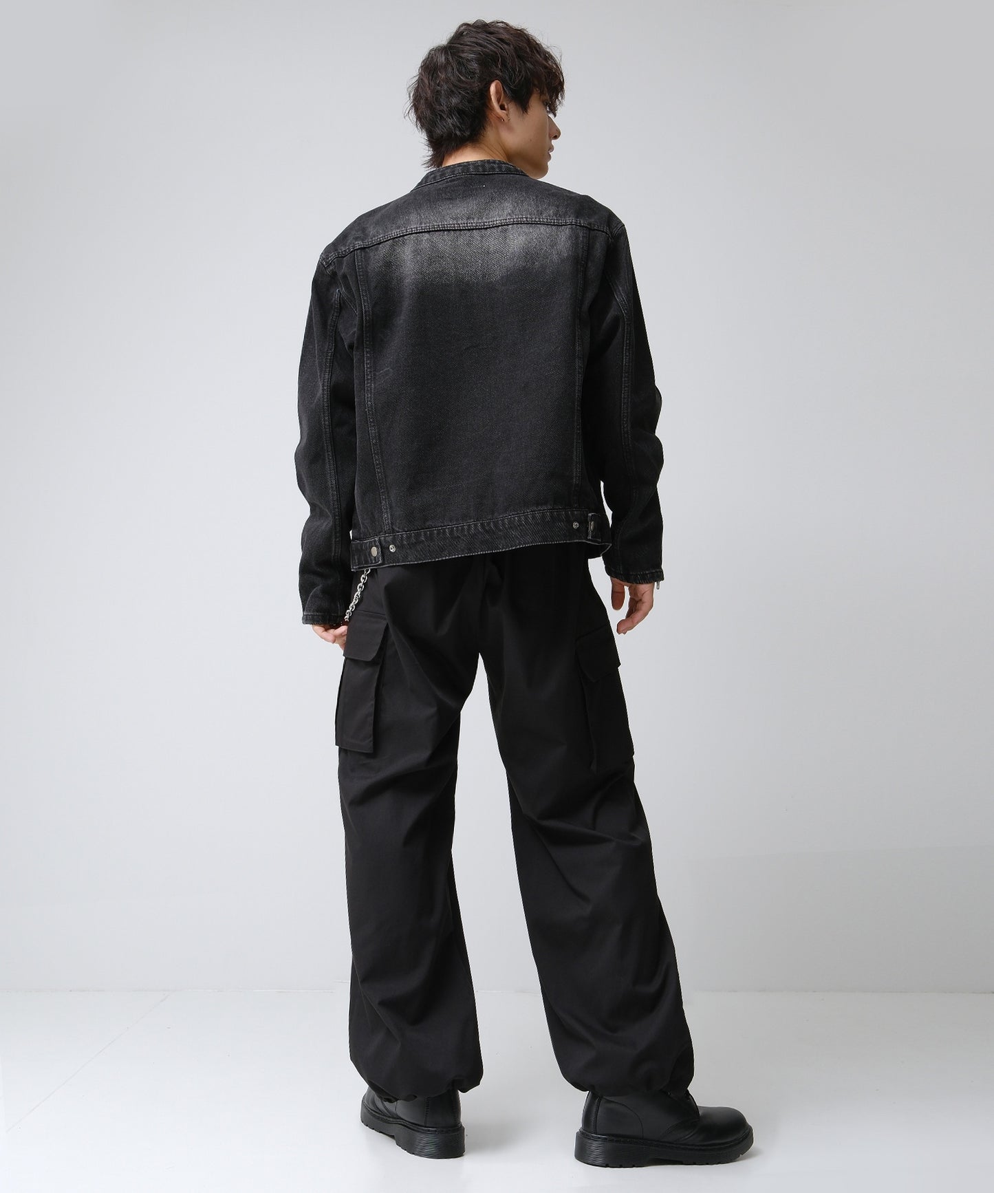 SUI-1998 短丈 ライダースジャケット デニム ダメージ加工 メンズ F1002-1003