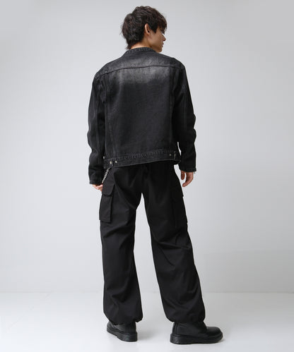 SUI-1998 短丈 ライダースジャケット デニム ダメージ加工 メンズ F1002-1003