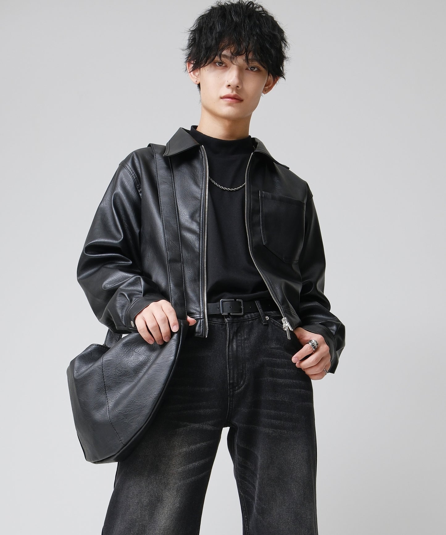 SUI-1998 ショルダーバッグ シンプル フェイクレザー 鞄 メンズ chbag6