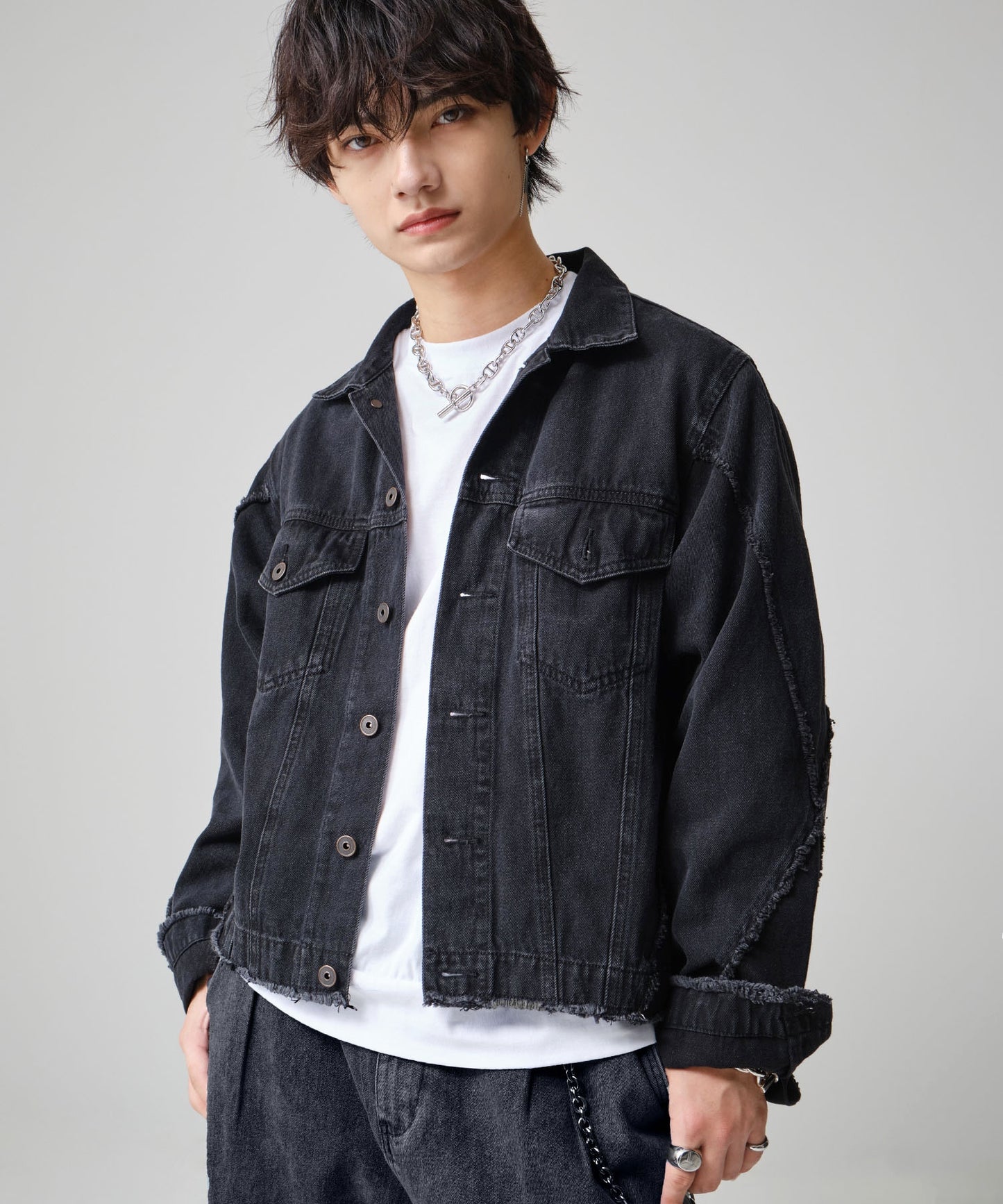 SUI-1998 通常丈 デニムジャケット ダメージ加工 メンズ F1005ｰF1006