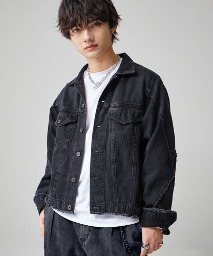 SUI-1998 通常丈 デニムジャケット ダメージ加工 メンズ F1005ｰF1006