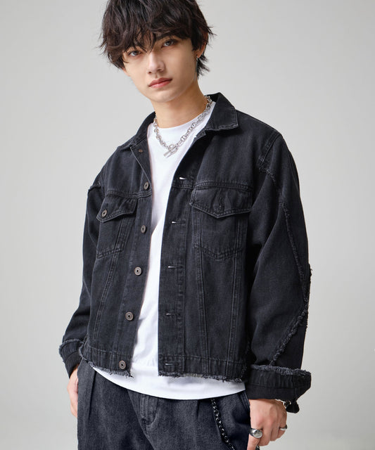SUI-1998 通常丈 デニムジャケット ダメージ加工 メンズ F1005ｰF1006