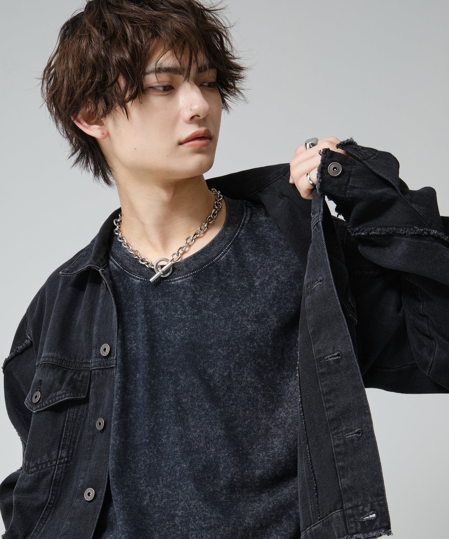 SUI-1998 通常丈 デニムジャケット ダメージ加工 メンズ F1005ｰF1006