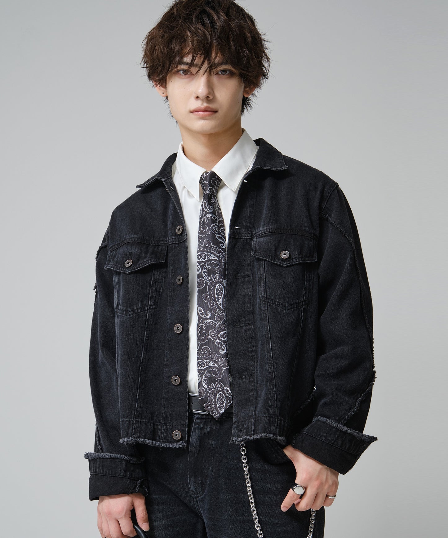 SUI-1998 通常丈 デニムジャケット ダメージ加工 メンズ F1005ｰF1006