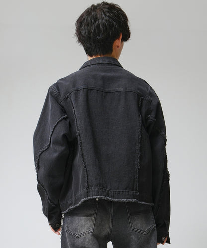 SUI-1998 通常丈 デニムジャケット ダメージ加工 メンズ F1005ｰF1006