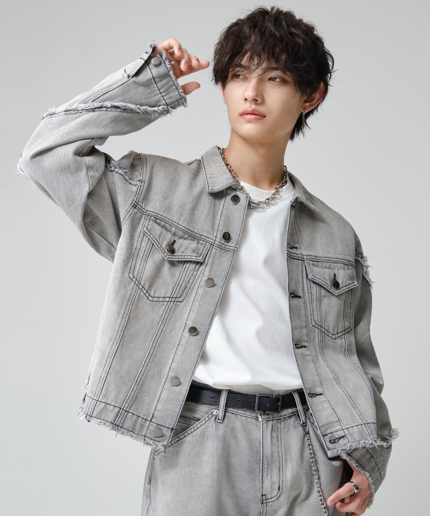 SUI-1998 通常丈 デニムジャケット ダメージ加工 メンズ F1005ｰF1006