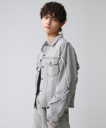 SUI-1998 通常丈 デニムジャケット ダメージ加工 メンズ F1005ｰF1006