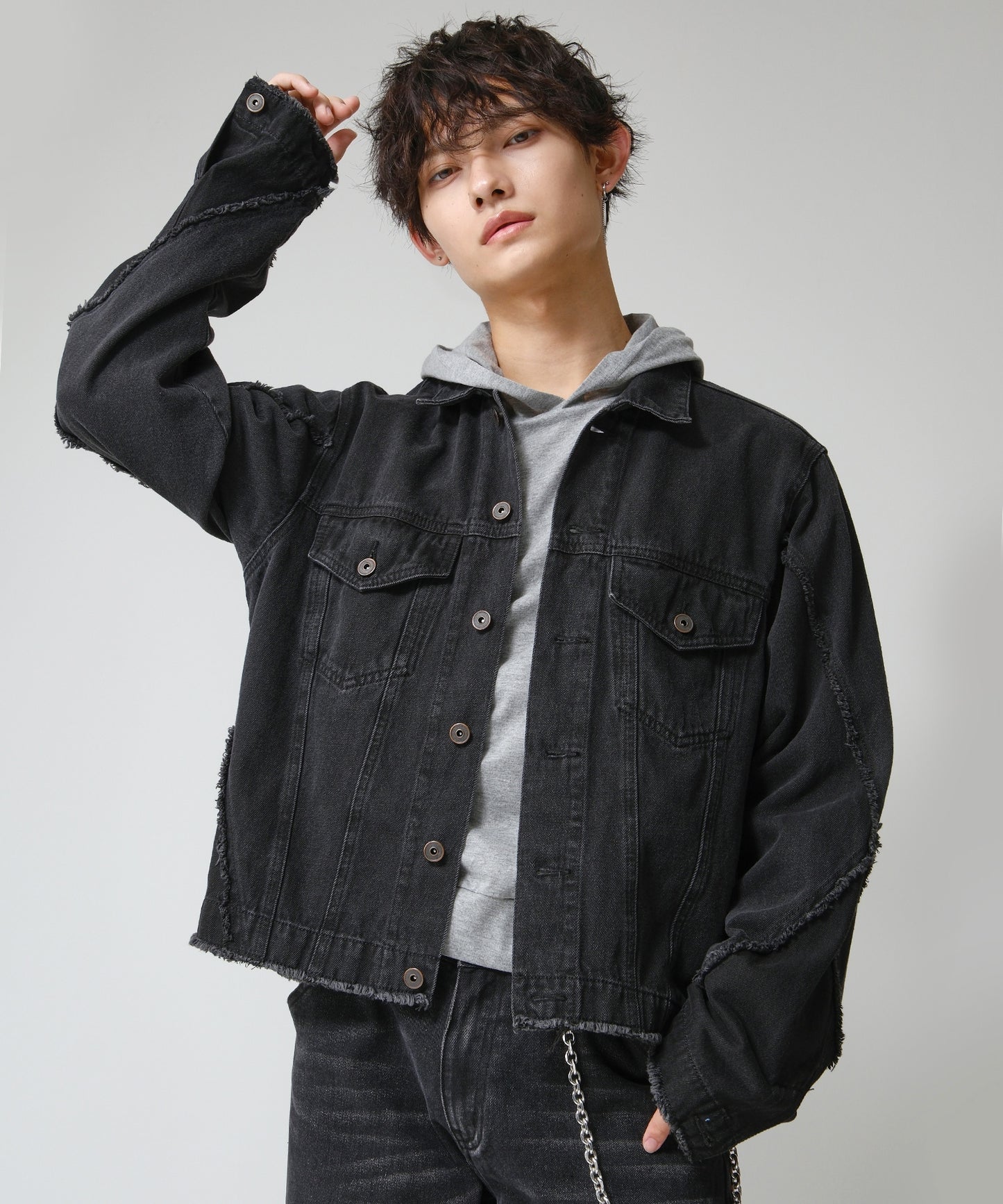 SUI-1998 通常丈 デニムジャケット ダメージ加工 メンズ F1005ｰF1006