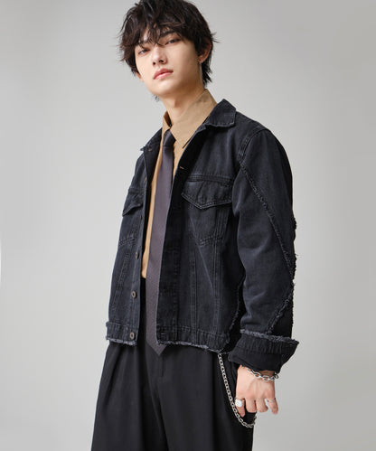 SUI-1998 通常丈 デニムジャケット ダメージ加工 メンズ F1005ｰF1006