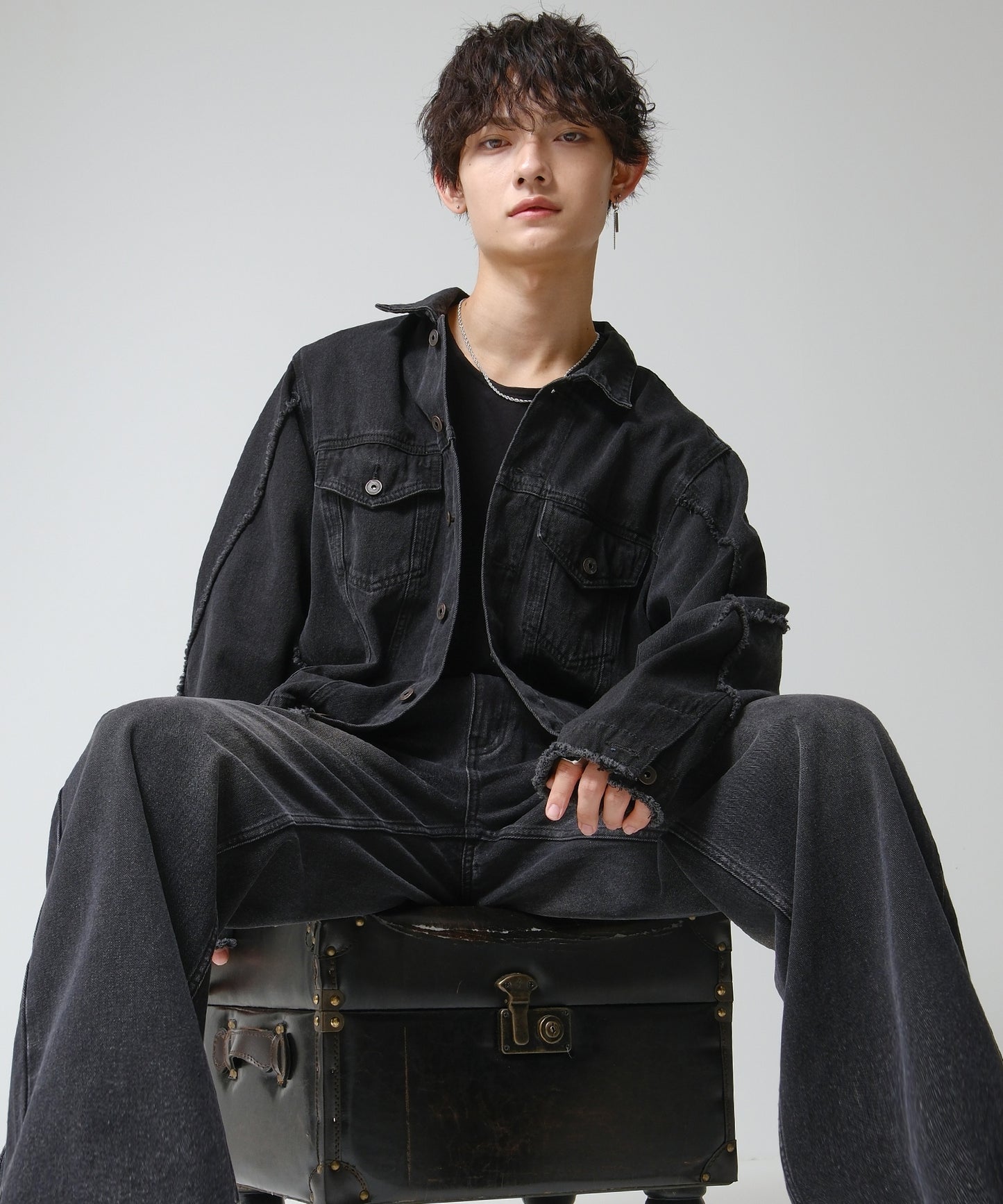 SUI-1998 通常丈 デニムジャケット ダメージ加工 メンズ F1005ｰF1006