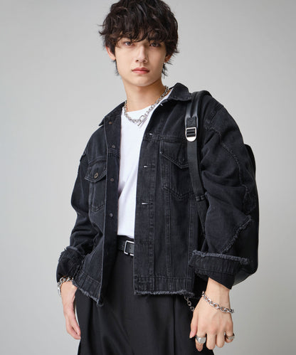 SUI-1998 通常丈 デニムジャケット ダメージ加工 メンズ F1005ｰF1006