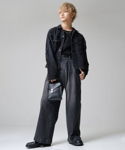 SUI-1998 通常丈 デニムジャケット ダメージ加工 メンズ F1005ｰF1006