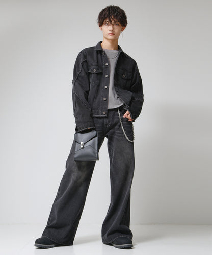 SUI-1998 通常丈 デニムジャケット ダメージ加工 メンズ F1005ｰF1006