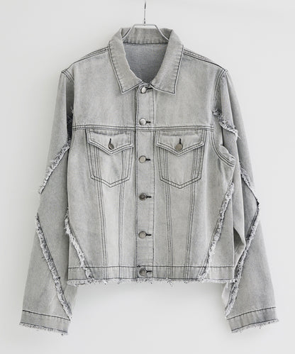 SUI-1998 通常丈 デニムジャケット ダメージ加工 メンズ F1005ｰF1006