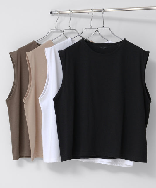 SUI-1998 短丈 薄手 ノースリーブ Uネック ショート丈 メンズ F1430-1433