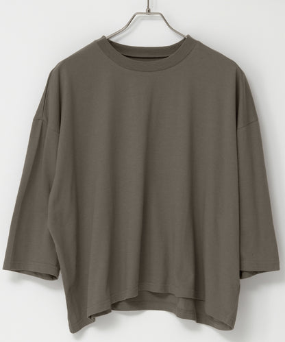 SUI-1998 短丈 薄手 七分袖 クルーネック ビッグシルエット ショート丈 メンズ F1450-1453