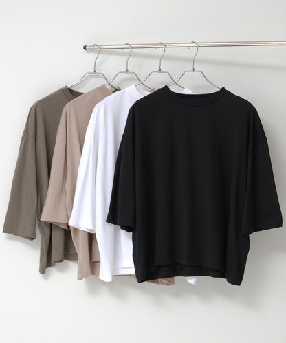 SUI-1998 短丈 薄手 七分袖 クルーネック ビッグシルエット ショート丈 メンズ F1450-1453