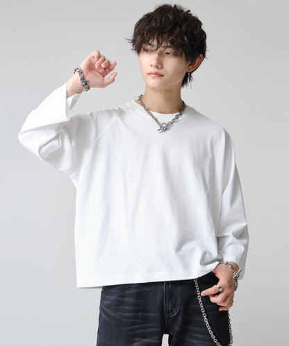SUI-1998 短丈 薄手 九分袖 クルーネック ビッグシルエット ショート丈 メンズ F1460-1463