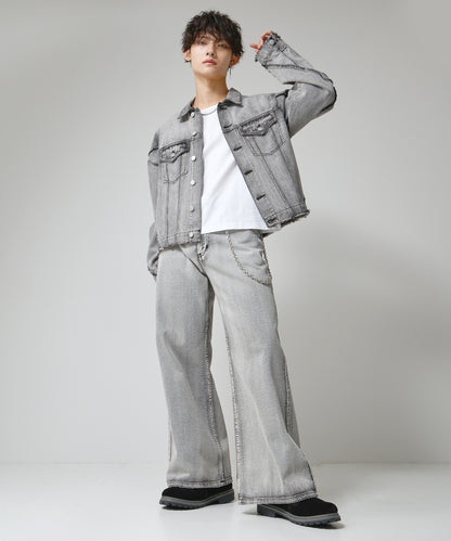 SUI-1998 短丈 薄手 九分袖 クルーネック ビッグシルエット ショート丈 メンズ F1460-1463