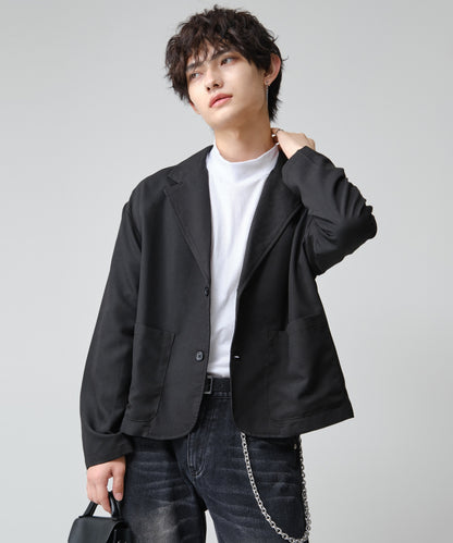 SUI-1998 短丈 薄手 長袖 モックネック ビッグシルエット ショート丈 メンズ F1480-F1483