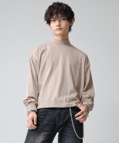 SUI-1998 短丈 薄手 長袖 モックネック ビッグシルエット ショート丈 メンズ F1480-F1483