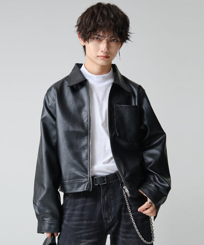 SUI-1998 短丈 薄手 長袖 モックネック ビッグシルエット ショート丈 メンズ F1480-F1483