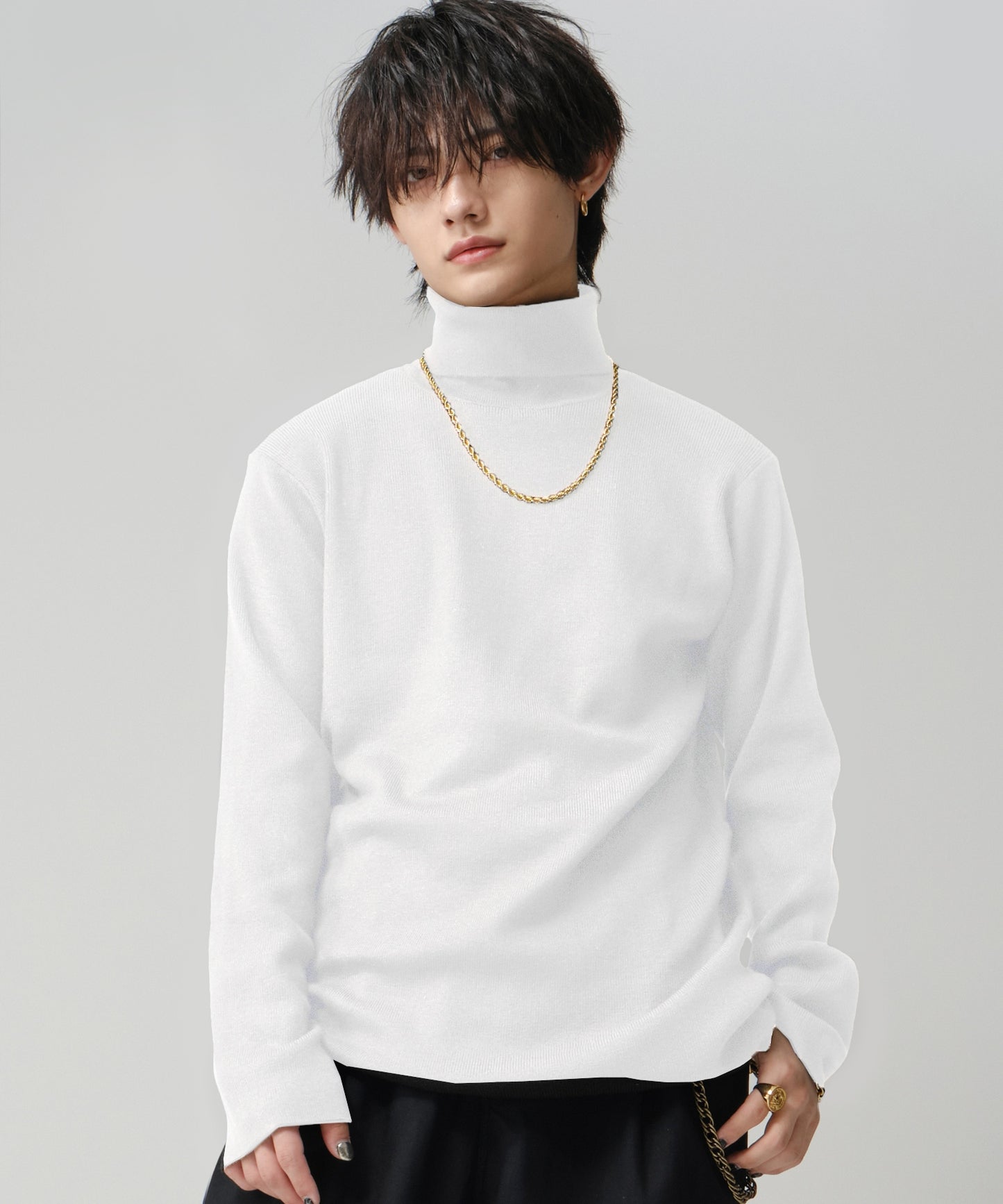 SUI-1998 通常丈 Tシャツ カットソー 長袖 裏起毛 ハイネック F461-462