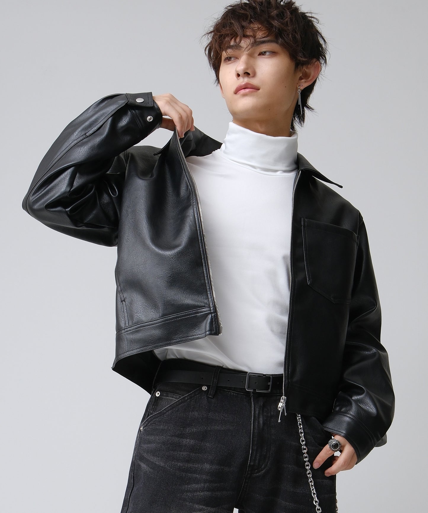 SUI-1998 通常丈 Tシャツ カットソー 長袖 裏起毛 ハイネック F461-462