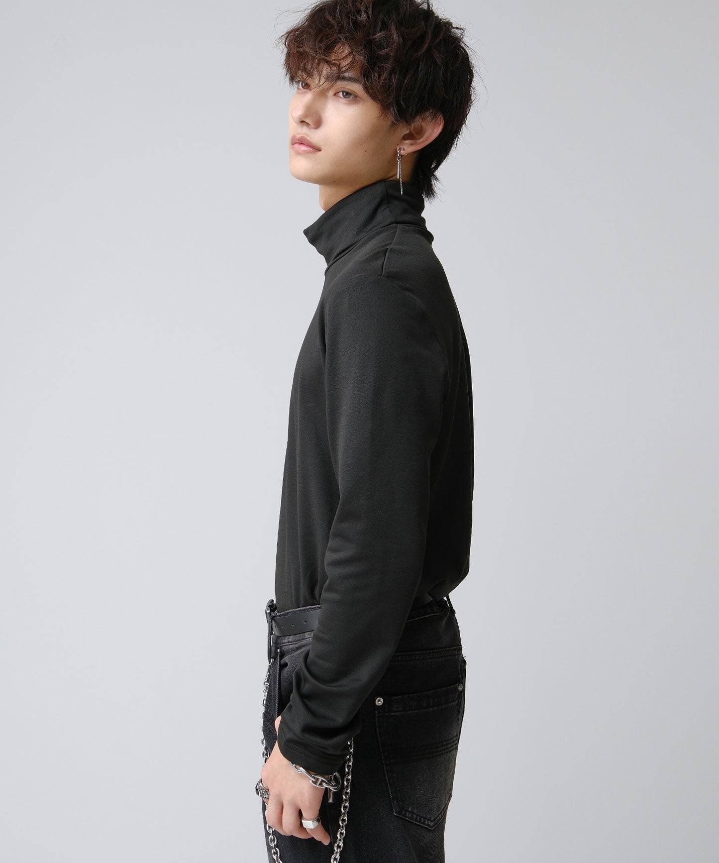 SUI-1998 通常丈 Tシャツ カットソー 長袖 裏起毛 ハイネック F461-462