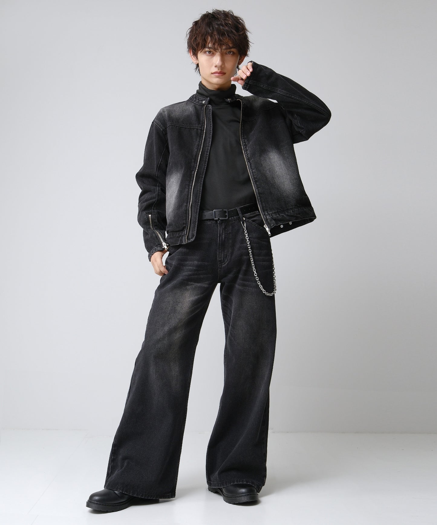 SUI-1998 通常丈 Tシャツ カットソー 長袖 裏起毛 ハイネック F461-462