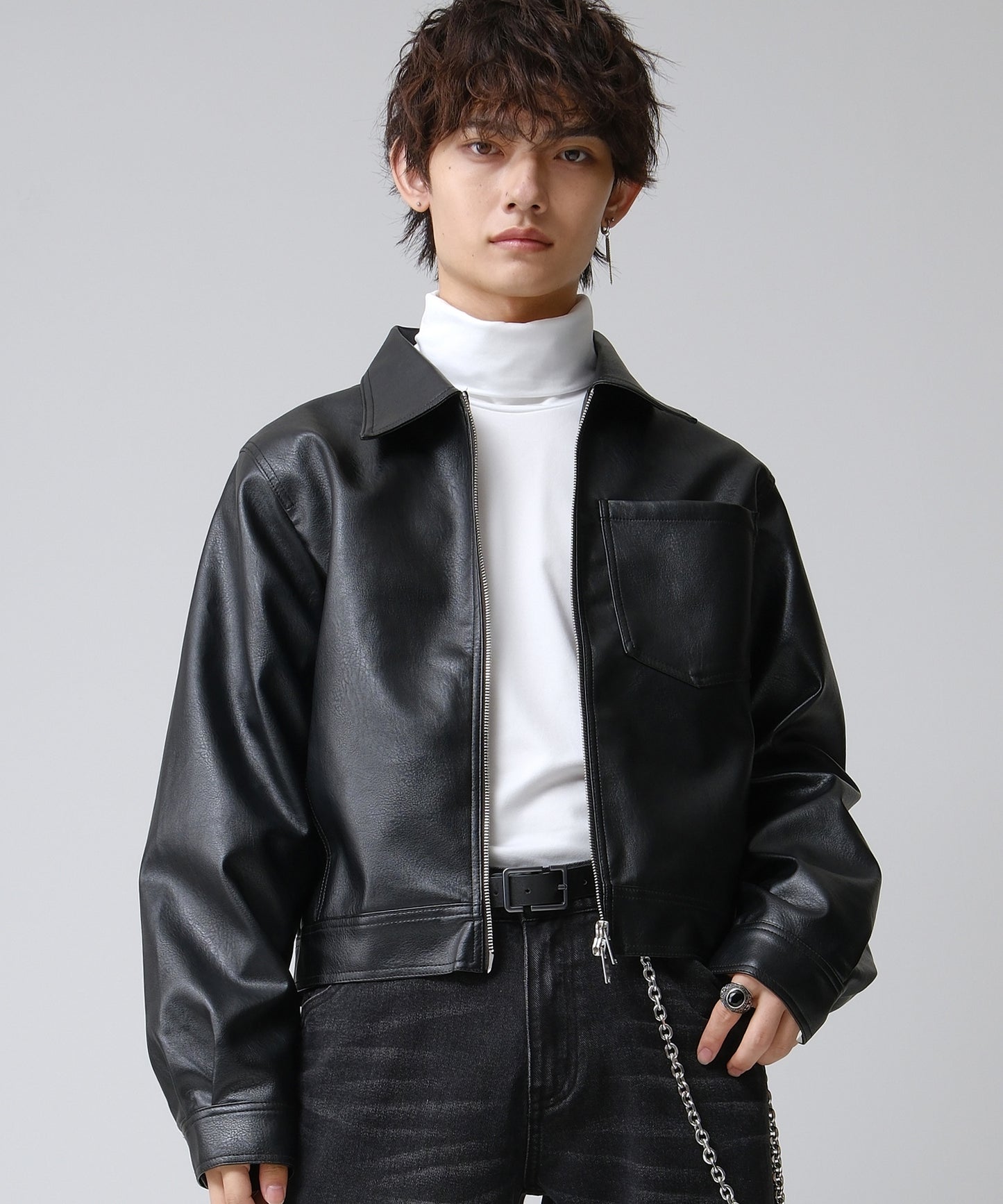 SUI-1998 通常丈 Tシャツ カットソー 長袖 裏起毛 ハイネック F461-462