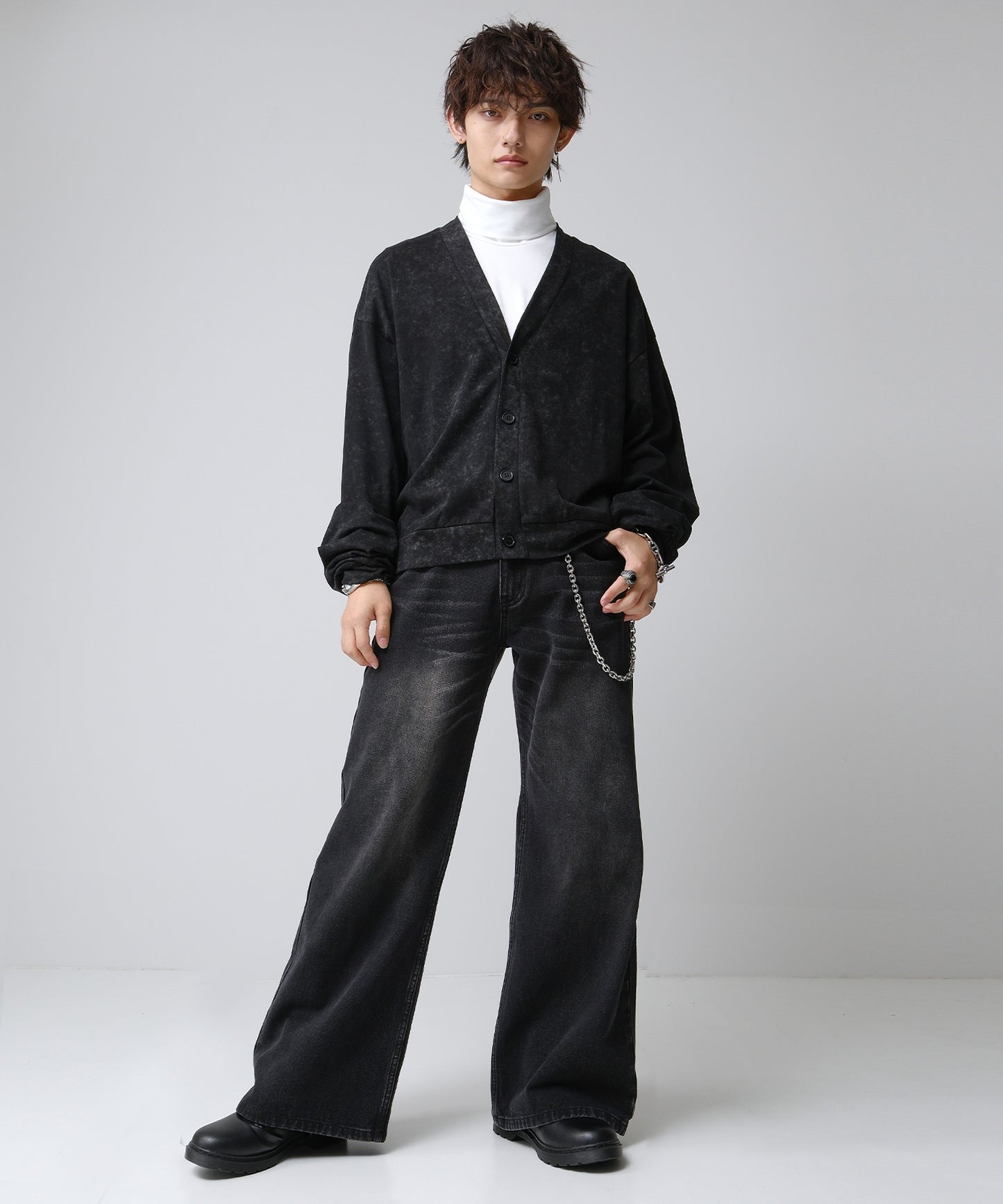 SUI-1998 通常丈 Tシャツ カットソー 長袖 裏起毛 ハイネック F461-462