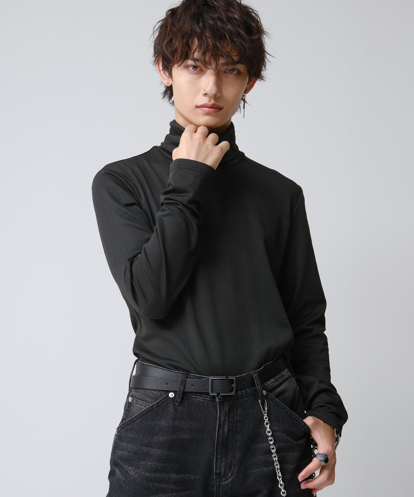 SUI-1998 通常丈 Tシャツ カットソー 長袖 裏起毛 ハイネック F461-462