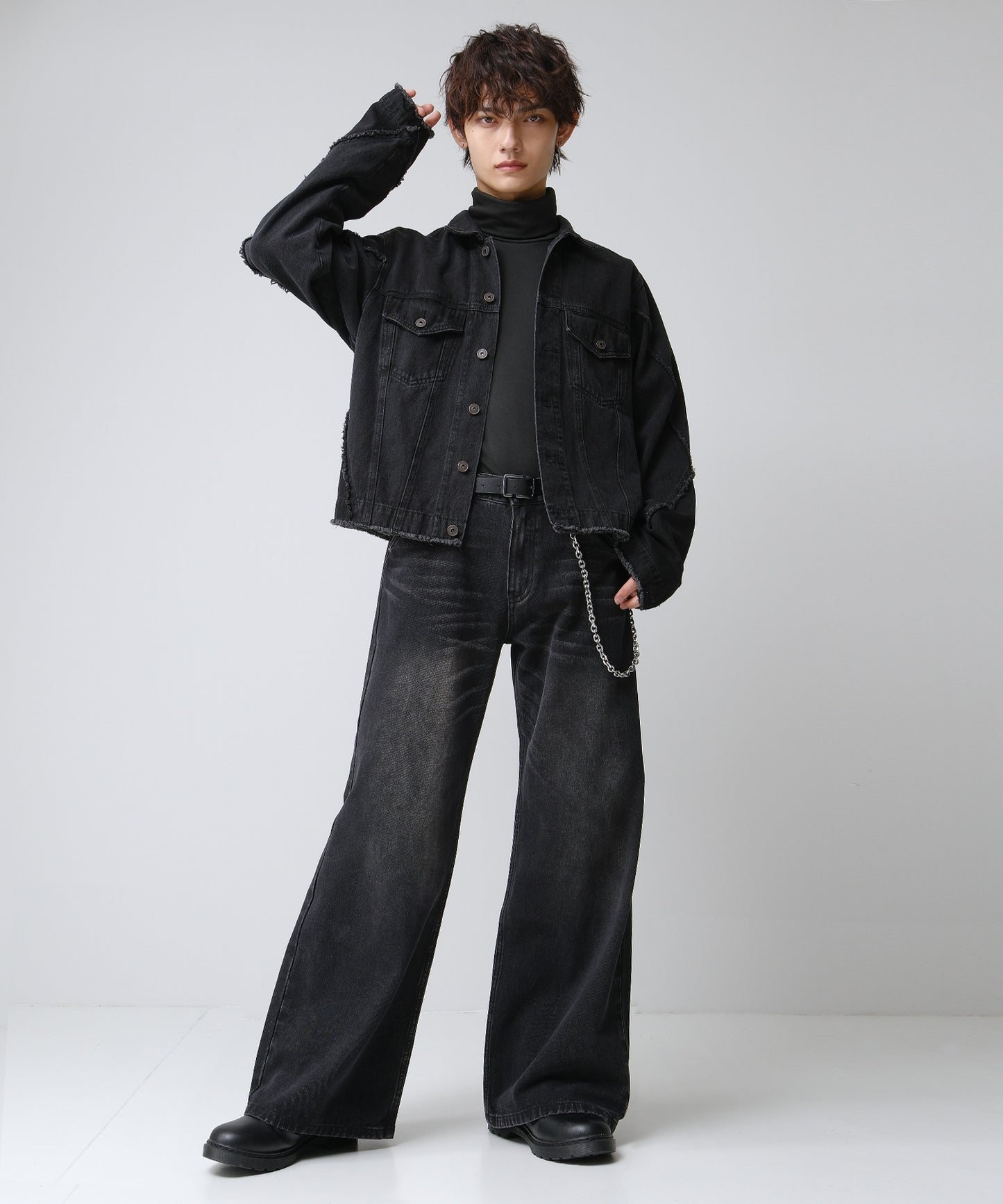 SUI-1998 通常丈 Tシャツ カットソー 長袖 裏起毛 ハイネック F461-462