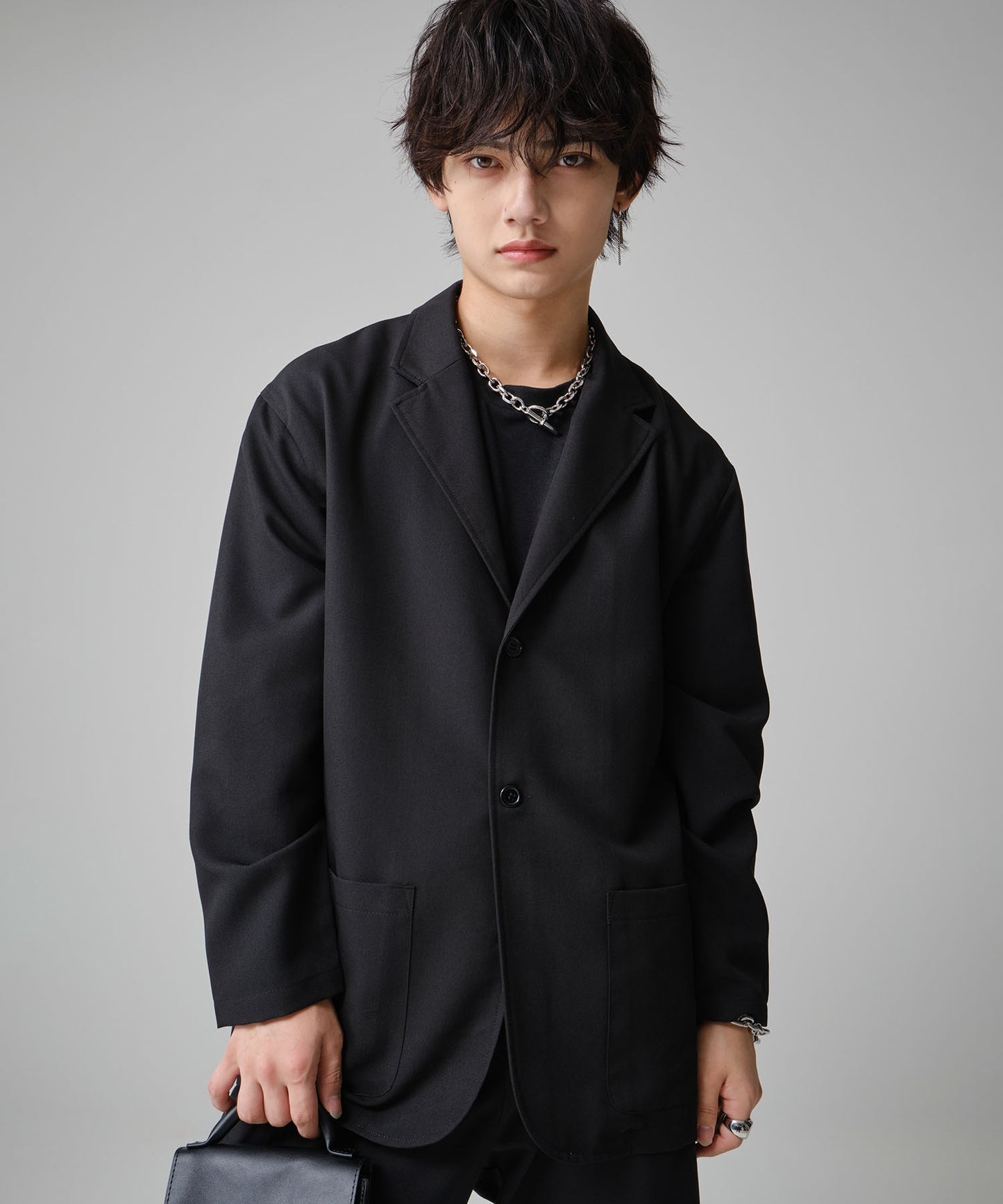 SUI-1998 通常丈 テーラードジャケット ワイドシルエット 薄手 ブラック グレー ライトグレー メンズ F465-467