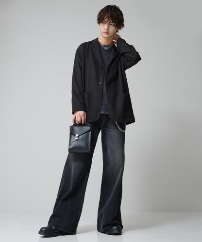 SUI-1998 通常丈 テーラードジャケット ワイドシルエット 薄手 ブラック グレー ライトグレー メンズ F465-467