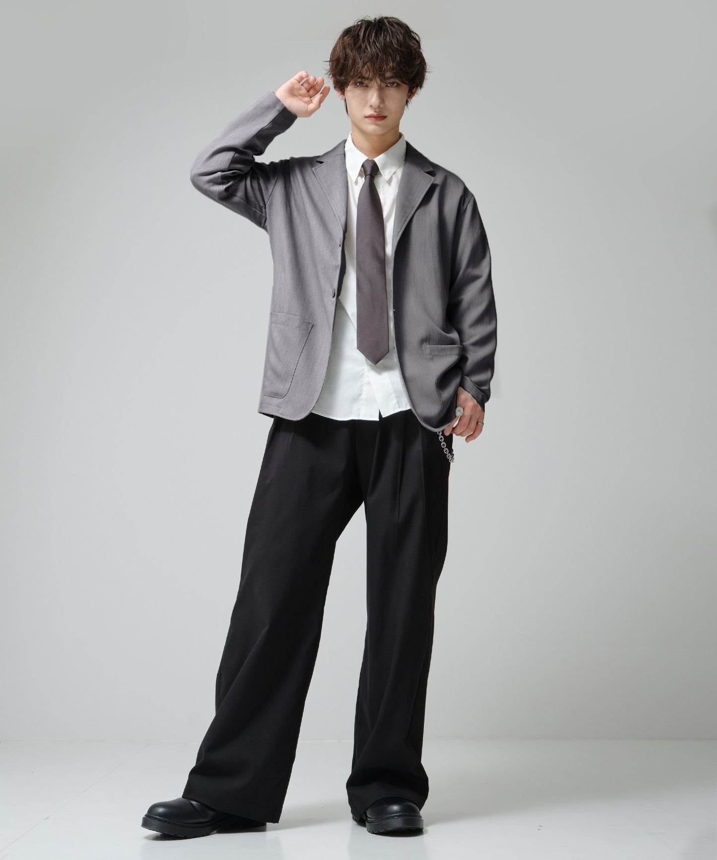 SUI-1998 通常丈 テーラードジャケット ワイドシルエット 薄手 ブラック グレー ライトグレー メンズ F465-467