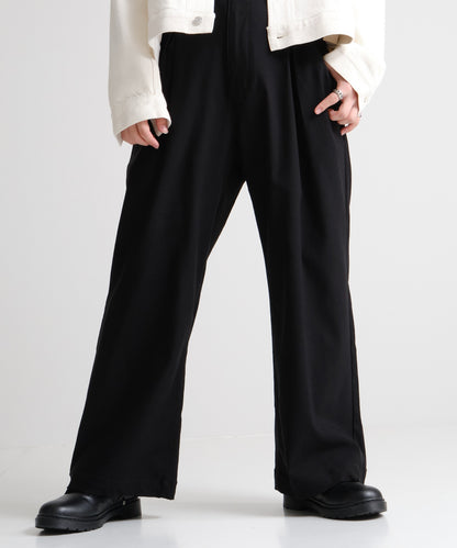SUI-1998 ワイドパンツ 厚手 スーパーストレッチ ワイドサイズ テーパード F495