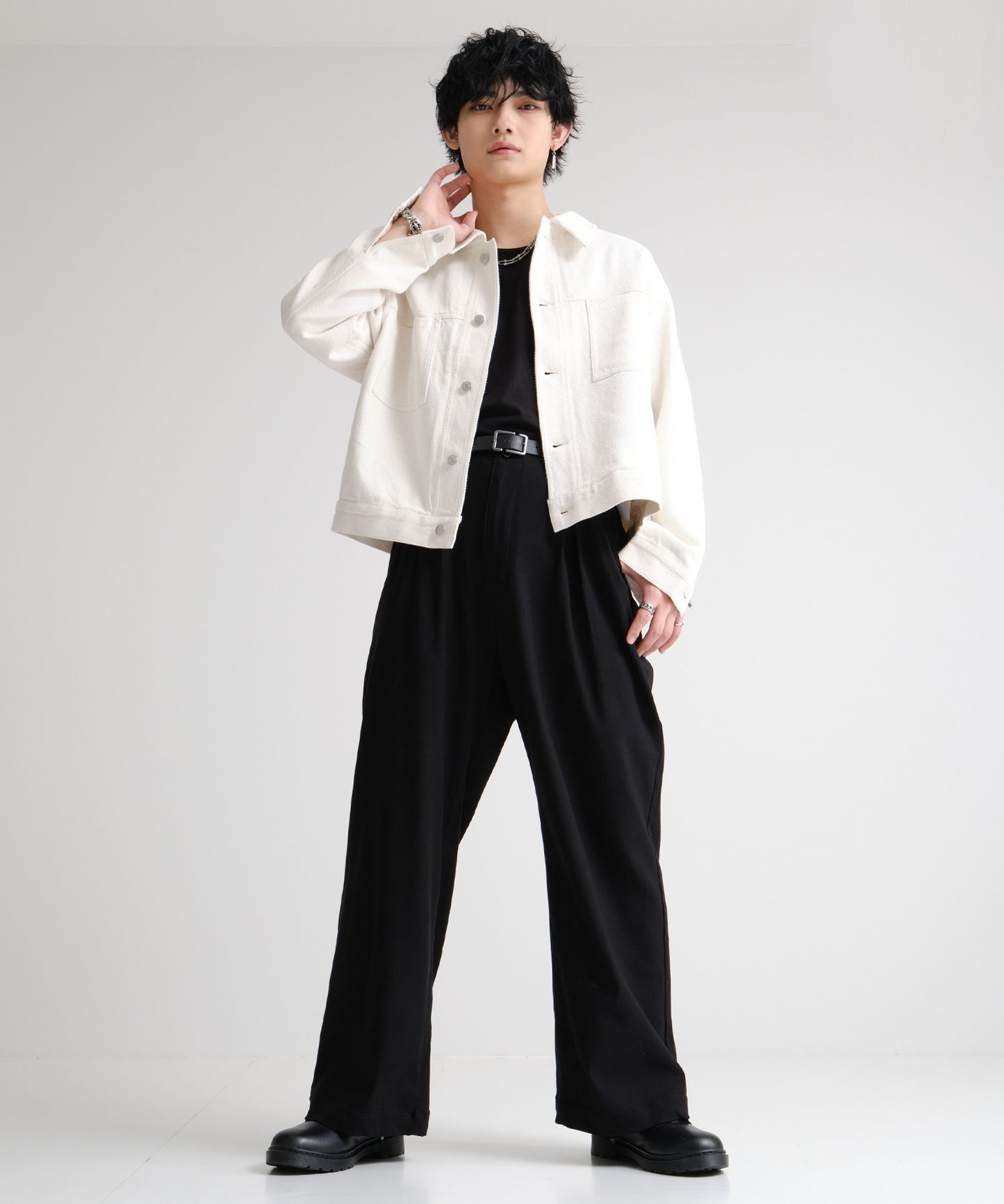 SUI-1998 ワイドパンツ 厚手 スーパーストレッチ ワイドサイズ テーパード F495