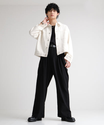 SUI-1998 ワイドパンツ 厚手 スーパーストレッチ ワイドサイズ テーパード F495