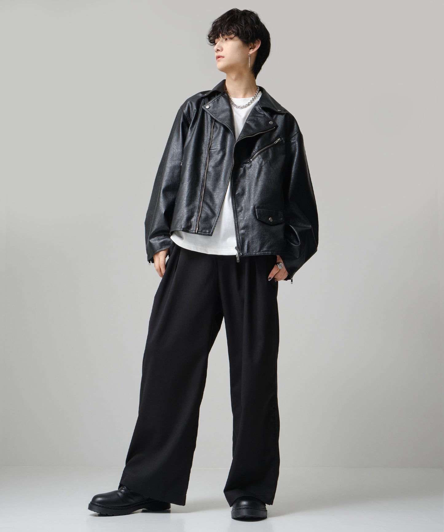 SUI-1998 ワイドパンツ 厚手 スーパーストレッチ ワイドサイズ テーパード F495