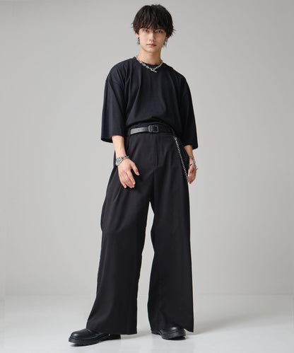 SUI-1998 ワイドパンツ 厚手 スーパーストレッチ ワイドサイズ テーパード F495