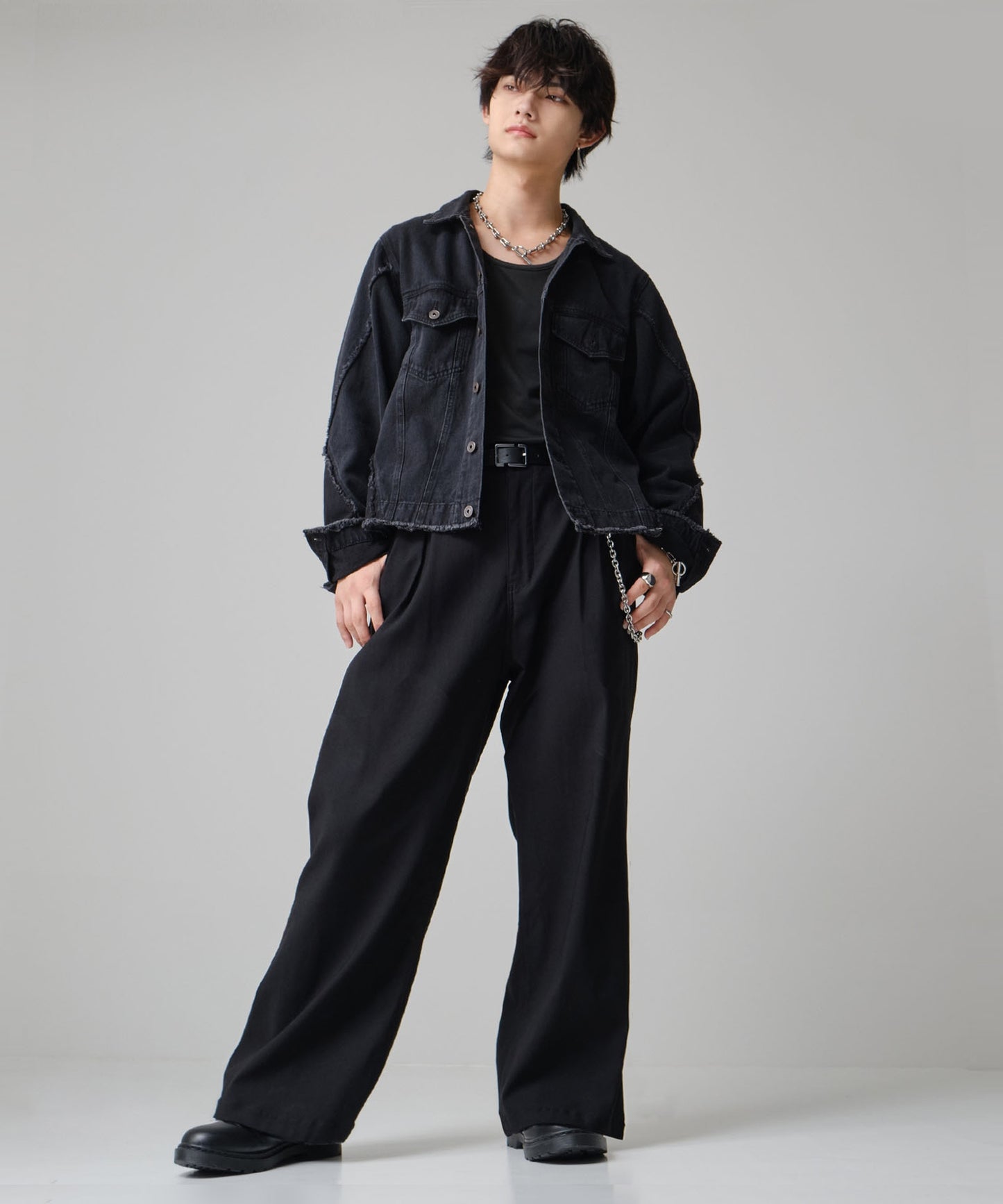 SUI-1998 ワイドパンツ 厚手 スーパーストレッチ ワイドサイズ テーパード F495