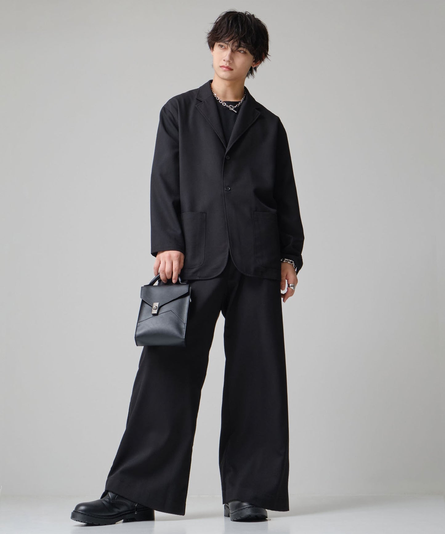 SUI-1998 ワイドパンツ 厚手 スーパーストレッチ ワイドサイズ テーパード F495