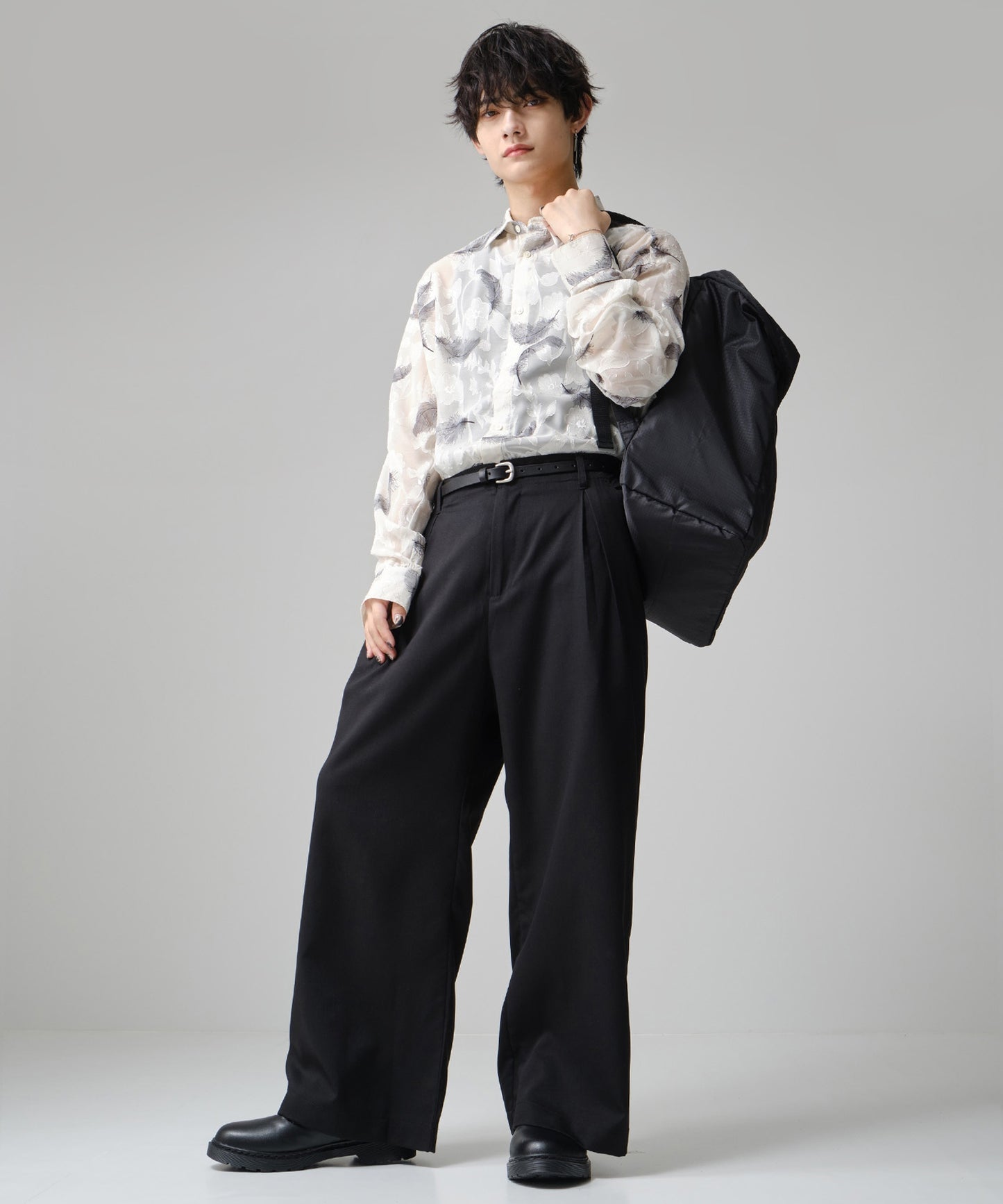 SUI-1998 ワイドパンツ 厚手 スーパーストレッチ ワイドサイズ テーパード F495