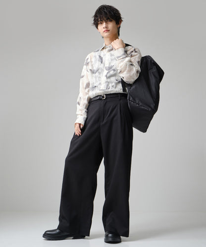 SUI-1998 ワイドパンツ 厚手 スーパーストレッチ ワイドサイズ テーパード F495