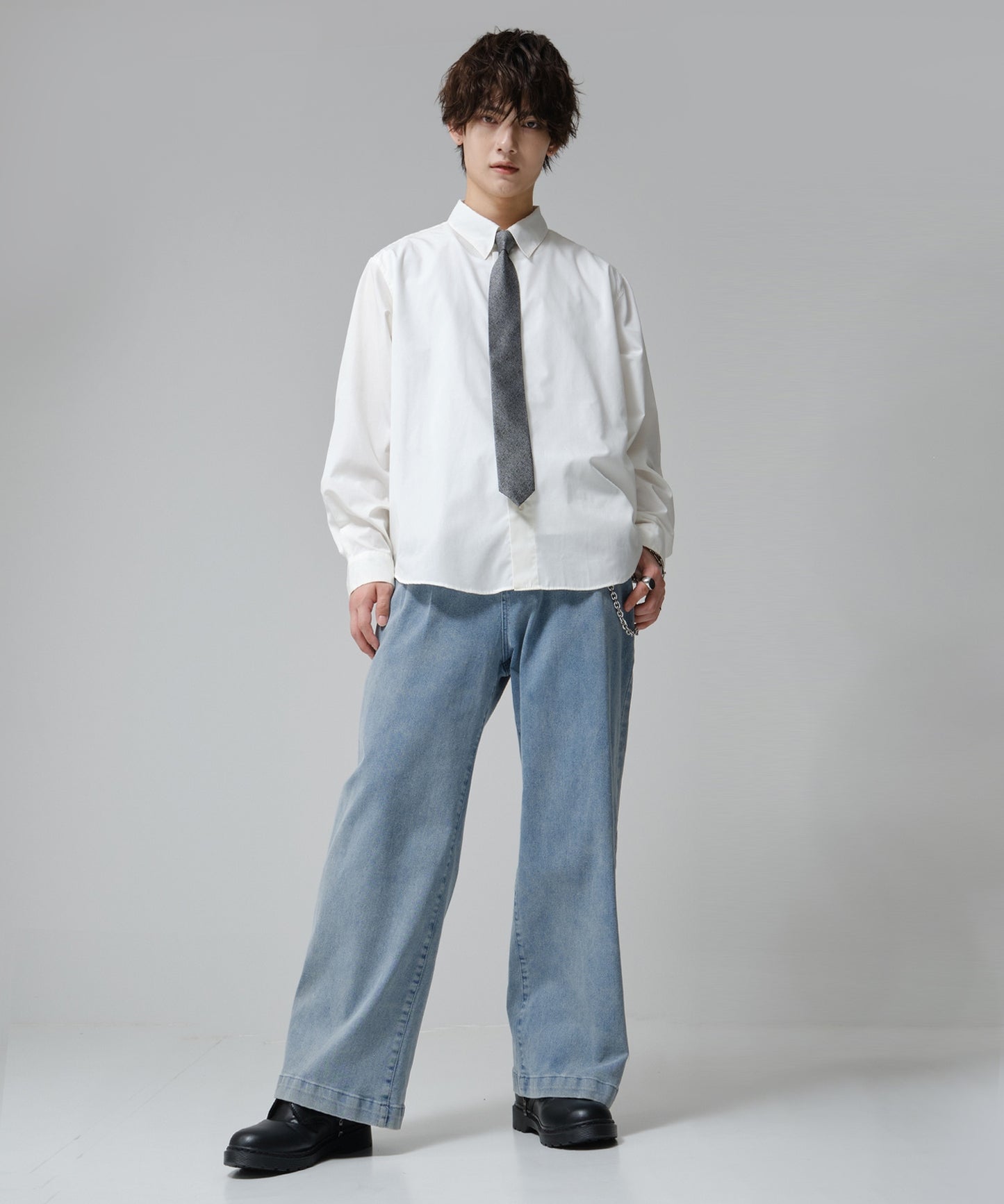 SUI-1998 デニムパンツ ワイドサイズ テーパード F496-498