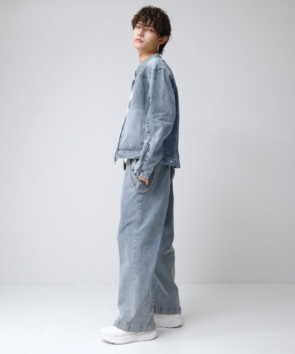 SUI-1998 デニムパンツ ワイドサイズ テーパード F496-498