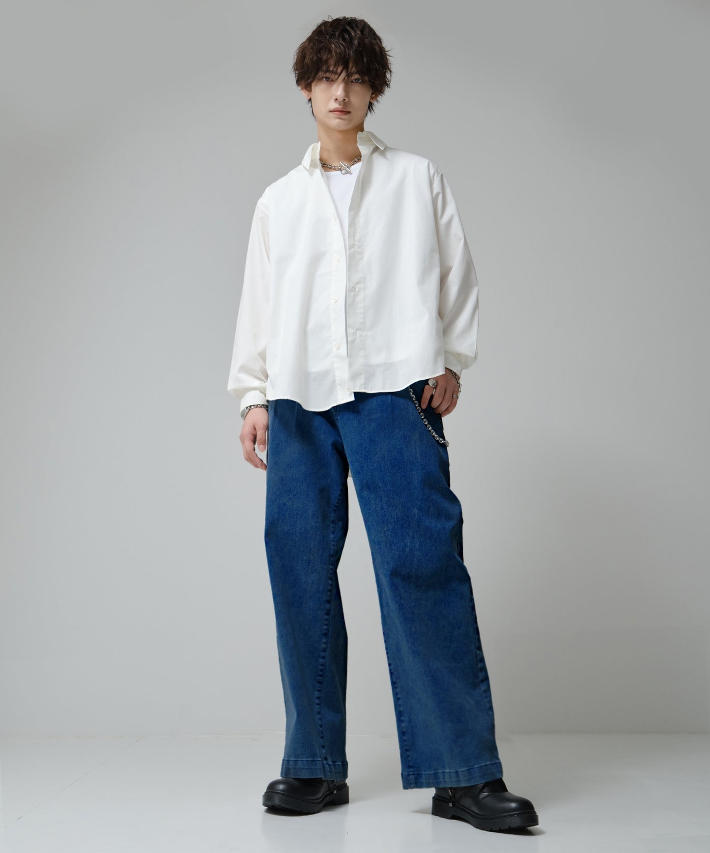 SUI-1998 デニムパンツ ワイドサイズ テーパード F496-498